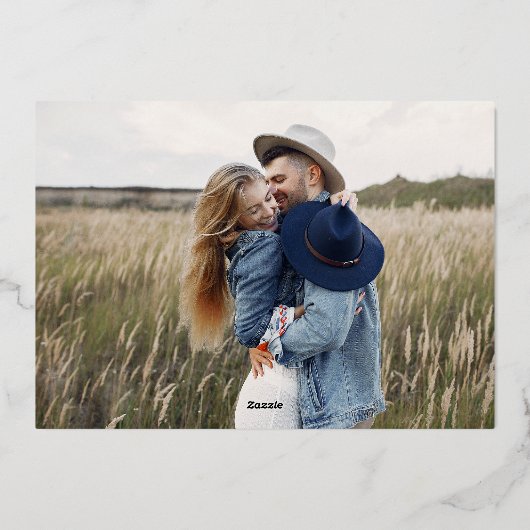 Invitation En Aluminium Moderne Enregistrer la date Gold Coeurs manuscrits (Verso)