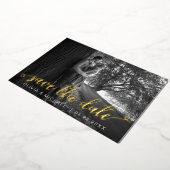 Invitation En Aluminium Moderne Enregistrer la date Or photo manuscrite ma (Rotation)