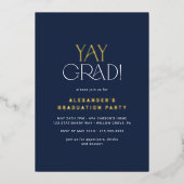 Invitation En Aluminium Moderne Fete Foil Marine Yay Grad Photo Graduation (Recto)