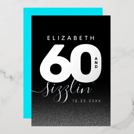 Invitation En Aluminium Moderne Girly Ice Blue 60 et Sizzling (Recto/Verso)