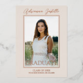 Invitation En Aluminium Moderne Gold 3 Photo Calligraphy Gradugraphy Party (Recto)