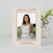 Invitation En Aluminium Moderne Gold 3 Photo Calligraphy Gradugraphy Party (Debout devant)