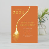 Invitation En Aluminium Moderne Golden Tassel Graduation (Debout devant)