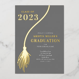 Invitation En Aluminium Moderne Golden Tassel Graduation