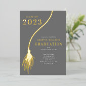 Invitation En Aluminium Moderne Golden Tassel Graduation (Debout devant)
