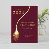 Invitation En Aluminium Moderne Golden Tassel Graduation (Debout devant)