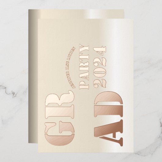 INVITATION EN ALUMINIUM MODERNE GRAD PARTY (Recto/Verso)