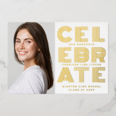 Invitation En Aluminium MODERNE GRAD PARTY | Classe de 2024 deux photo or (Recto)