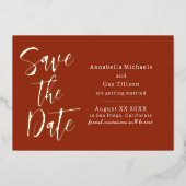 Invitation En Aluminium Moderne Grande Police sur Terra Cotta Save the Dat (Recto)