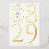 Invitation En Aluminium Moderne Gras Grande Date sur Blanc Enregistrer la (Recto)