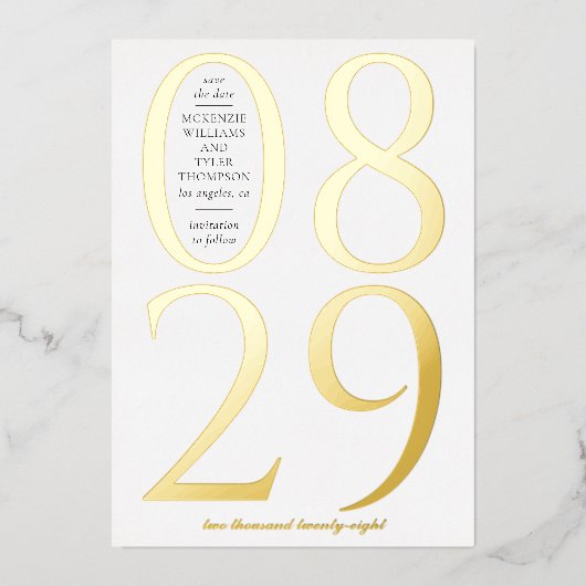 Invitation En Aluminium Moderne Gras Grande Date sur Blanc Enregistrer la (Recto)