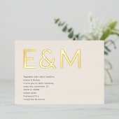 Invitation En Aluminium Moderne Gras Monogramme Mariage beige (Debout devant)