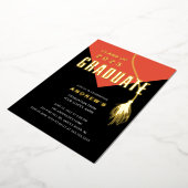 Invitation En Aluminium Moderne Gras Orange Grad Casquette Grad Grad (Rotation)