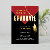 Invitation En Aluminium Moderne Gras Red Grad Casquette Grad Grad (Debout devant)