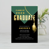 Invitation En Aluminium Moderne Gras Vert Grad Casquette Grad Grad (Debout devant)