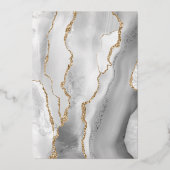 Invitation En Aluminium Moderne Gris Blanc Or Agate Mariage foncé (Verso)