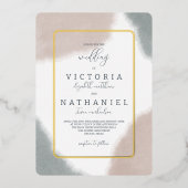 Invitation En Aluminium Moderne Gris Bleu Terracotta Aquarelle Mariage Foi (Recto)