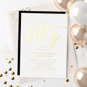 Invitation En Aluminium Moderne Hello Cinquante-Anniversaire Gold Foil