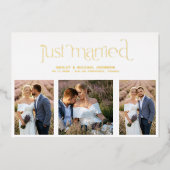 Invitation En Aluminium Moderne Juste Marié 4 Réception Photo Seulement Or (Recto)