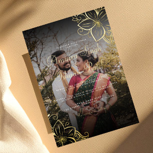 Invitation En Aluminium Moderne Mariage Indien Mehndi Or Traditionnel