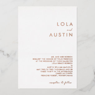 Invitation En Aluminium Moderne Mariage Traditionnel Or Rose Minimaliste R