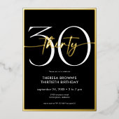 Invitation En Aluminium Moderne minima 30 Script Or d'anniversaire (Recto)