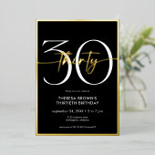 Invitation En Aluminium Moderne minima 30 Script Or d'anniversaire (Debout devant)