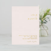 Invitation En Aluminium Moderne Minimal Blush Et Or Décontracté Mariage Ré (Debout devant)
