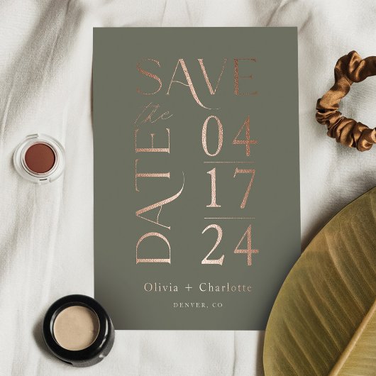 Invitation En Aluminium Moderne minimal Bold Enregistrer la date typograph