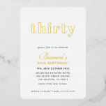 Invitation En Aluminium MODERNE MINIMAL chic simple or de trente ans<br><div class="desc">par kat massard >>> https://linktr.ee/simplysweetpaperie <<< Un design branché et écrit à la main pour votre anniversaire - J'ai la plupart des âges disponibles en magasin CONSEIL :: 1. Pour modifier/déplacer des graphiques et des polices et ajouter du texte - cliquez sur le bouton "customiser". - - - - -...</div>