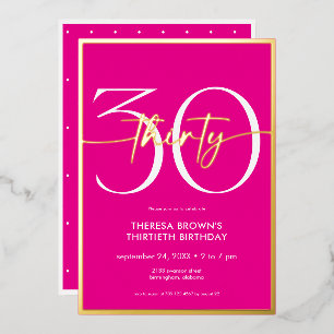Invitation En Aluminium Moderne minimal rose 30 Script Anniversaire