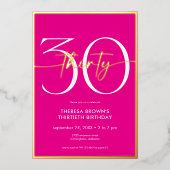 Invitation En Aluminium Moderne minimal rose 30 Script Anniversaire (Recto)