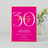 Invitation En Aluminium Moderne minimal rose 30 Script Anniversaire (Debout devant)
