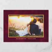 Invitation En Aluminium Moderne Minimal Rouge Gold Photo Enregistrer La Da (Verso)