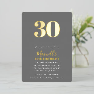 Invitation En Aluminium MODERNE MINIMAL simple 30e anniversaire gris fête