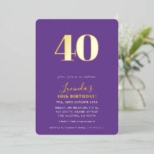 Invitation En Aluminium MODERNE MINIMAL simple 30ème anniversaire violet