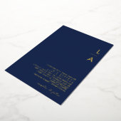 Invitation En Aluminium Moderne Minimale Marine Et Monogramme Or Mariage R (Rotation)