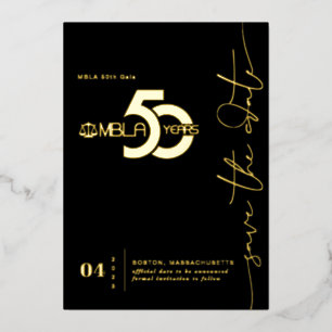 Invitation En Aluminium Moderne Minimaliste   50e Gala Enregistrez la Date