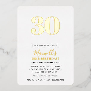 Invitation En Aluminium MODERNE MINIMALISTE âge chic simple 30e anniversai