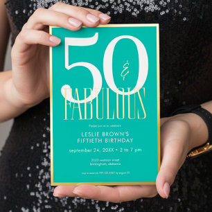 Invitation En Aluminium Moderne Minimaliste Aqua Cinquante Ans et Incroyab