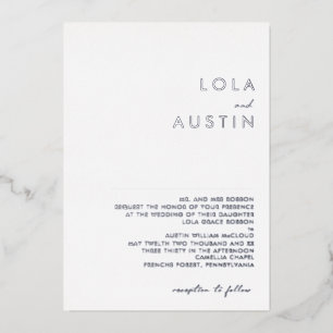 Invitation En Aluminium Moderne minimaliste Argent traditionnel Mariage ré