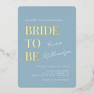 Invitation En Aluminium Moderne Minimaliste | Baby Shower Bleu Poussiéreux