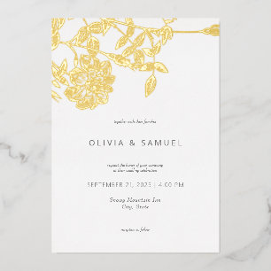 Invitation En Aluminium Moderne minimaliste Floral Mariage Gold