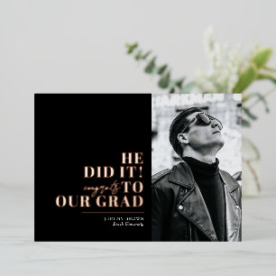 Invitation En Aluminium Moderne minimaliste Horizontal 3 Photos Graduation