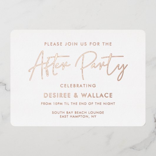 Invitation En Aluminium Moderne minimaliste mariage après fête (Recto)