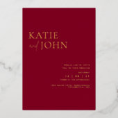 Invitation En Aluminium Moderne minimaliste Mariage Bourgogne (Recto)