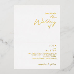 Invitation En Aluminium Moderne Minimaliste Or Le Mariage De Réel