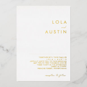 Invitation En Aluminium Moderne Minimaliste Or Mariage Réel