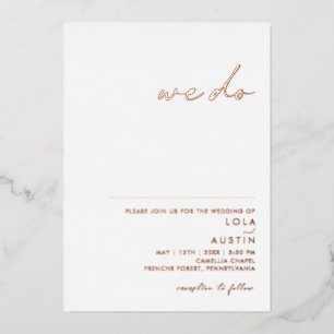 Invitation En Aluminium Moderne Minimaliste Rose Gold We Do Mariage Réel