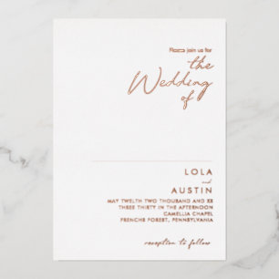 Invitation En Aluminium Moderne Minimaliste Rose Rose La Mariage De Réel